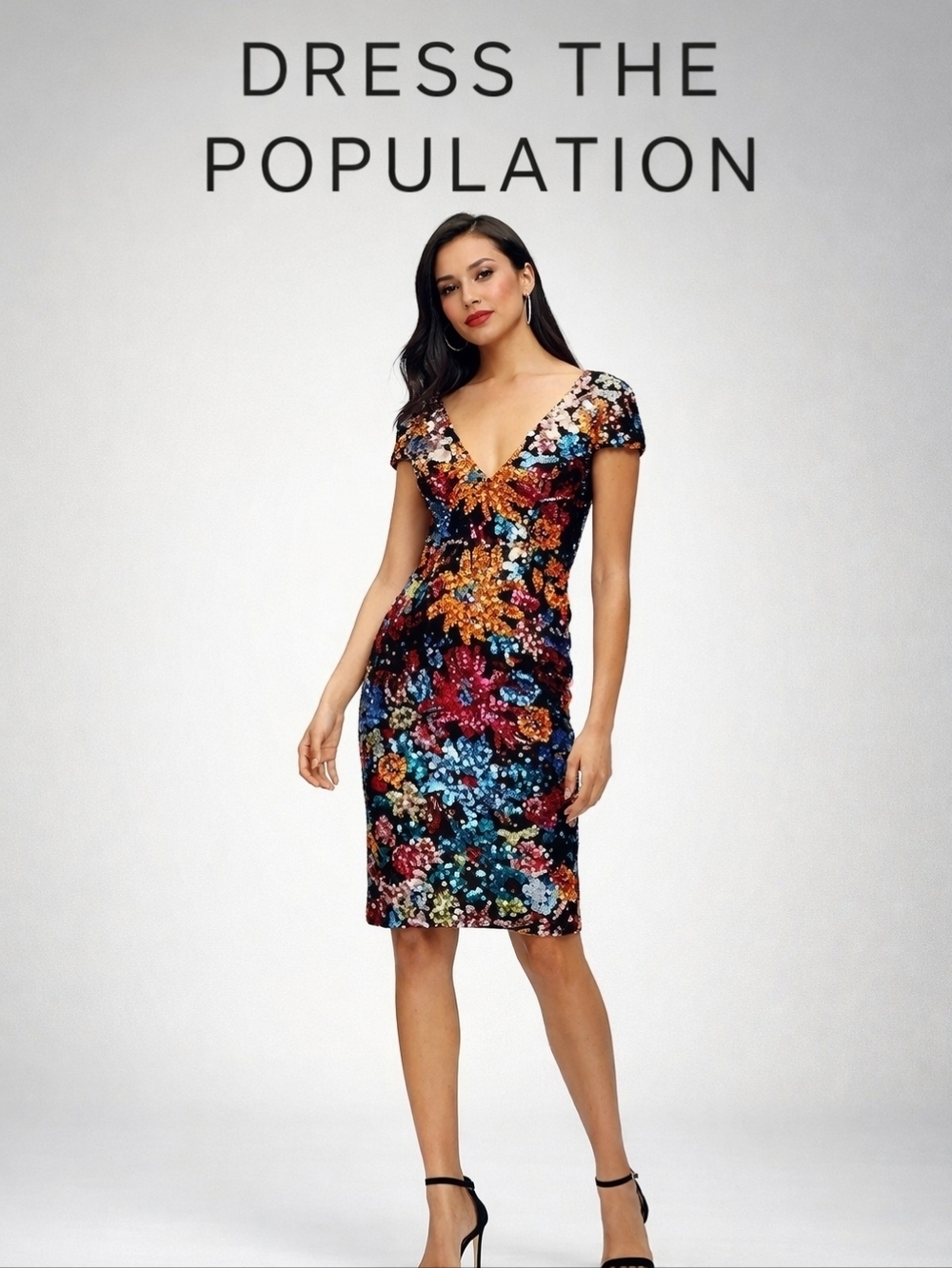 Dress The Population Allison Sequin Cocktail Midi Dress NWT XS Spring Wedding